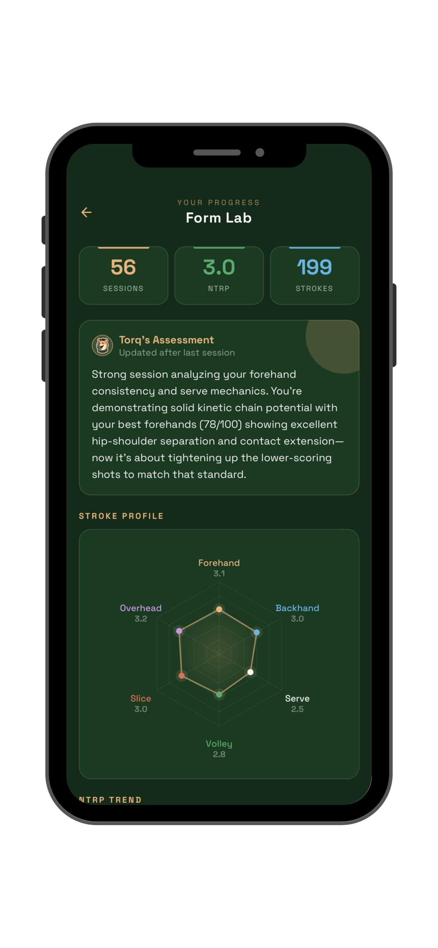 Stroke profile and coach assessment